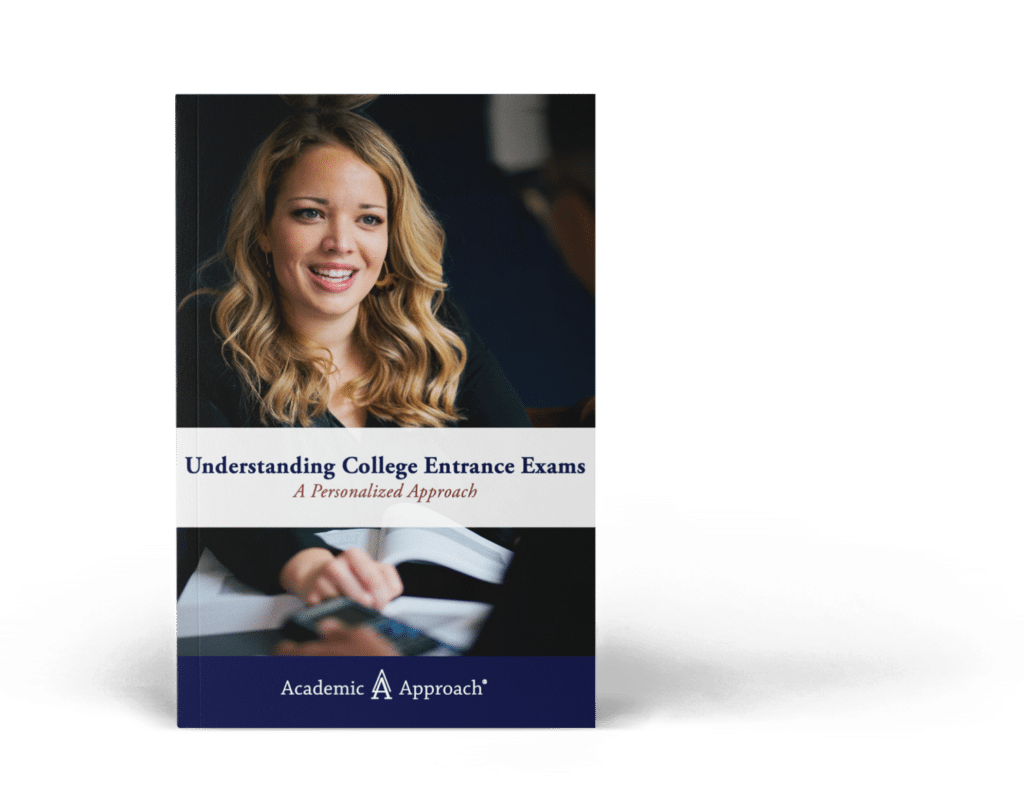 Academic Approach Tutoring and Test Prep | A woman smiling in a promotional image for a book titled “Understanding College Entrance Exams: A Personalized Approach” by Academic Approach.