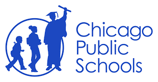 Academic Approach Tutoring and Test Prep | Blue logo for Chicago Public Schools featuring silhouettes of two children and a graduate in a cap and gown inside a circle, with the text "Chicago Public Schools" to the right.